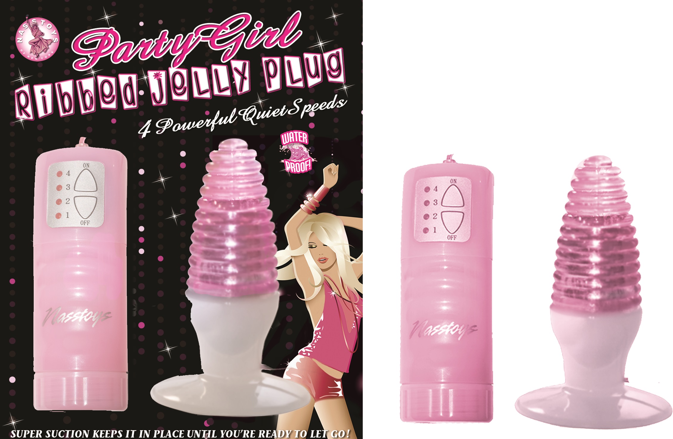 Party+Girl+Ribbed+Jelly+Plug+Waterproof