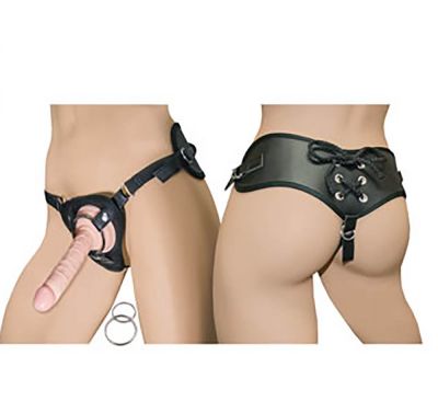 All American Whoppers Realskin Straight Dong & Universal Harness Waterproof 5 Inch
