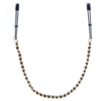 Black Tweezer Clamps with Beaded Chain
