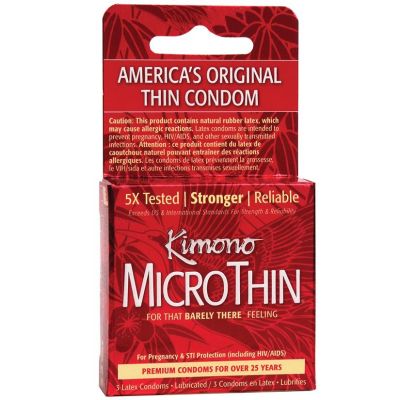 Kimono Microthin Ultra Thin Premium Lubricated Condoms 3-Pack