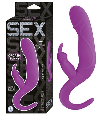 Sex Orgasm Bunny Dual Motor Rechargeable Silicone Vibe 9.25 Inch