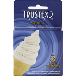 Trustex Lubricated Reservoir Tip Flavored Latex Condom Vanilla (3 Per Box)