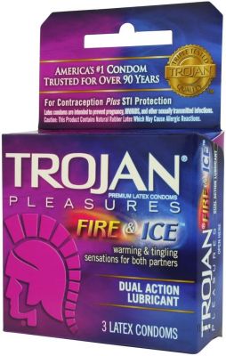 Trojan Condom Pleasures Fire & Ice Dual Action Lubricant 3 Pack