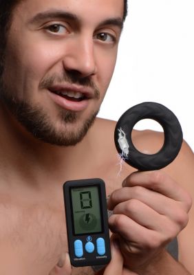 Zeus Vibrating & E-Stim Silicone Rechargeable Cock Ring With Remote Control