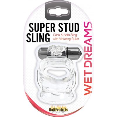 Wet Dreams Super Stud Sling Silicone Vibrating Cockring Waterproof