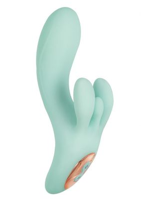 Vibes Of New York Triple Tickler Massager Rechargeable Silicone Vibrator - Aqua