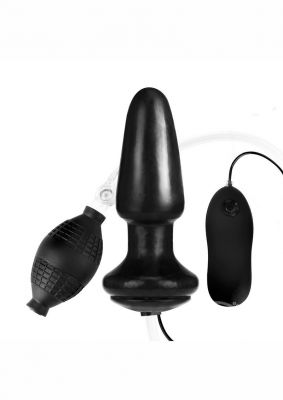 Lux Fetish Latex Inflatable Vibrating Butt Plug 4 Inch