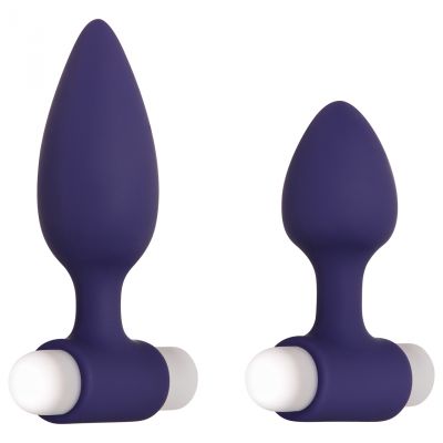 Dynamic Duo Rechargeable Silicone Vibrating Butt Plug Set
