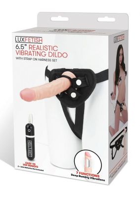 Lux Fetish Realistic Vibe Dildo With Harness Remote Control 6.5 Inches