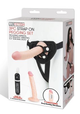 Lux Fetish Realistic Vibe Dildo With Harness Remote Control 8.5 Inches