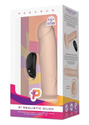 Pegasus Realistic Silicone Rechargeable Dildo With Remote Control And Harness Set 8in