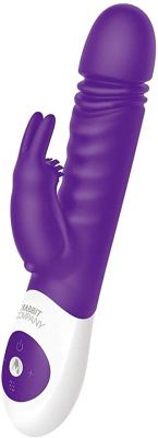 The Thrusting Rabbit Rechargeable Silicone Vibrator With Clitoral Stimulation