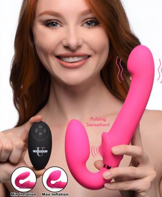 Strap U Ergo-Fit G-Pulse Silicone Rechargeable 10X Dual Dildo Strapless Strap-On