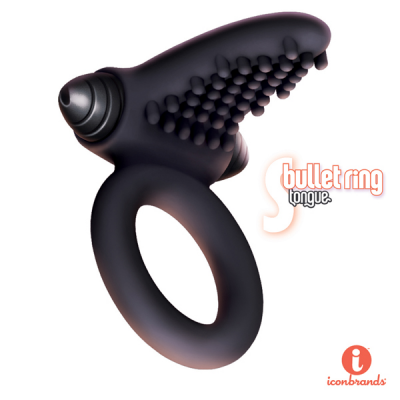 The 9's - S-Bullet Ring Tongue Silicone Vibrating Cock Ring