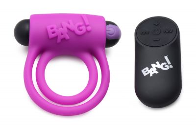 Bang! Silicone Rechargeable Cock Ring And Bullet With Remote Control