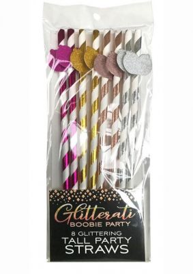 Glitterati Boobie Party Tall Party Straws (8 per Pack)