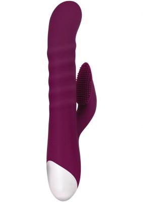 Lovely Lucy Rechargeable Silicone Dual Vibrator With Clitoral Stimulator