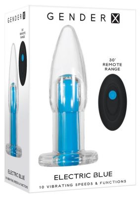 Gender X Electric Blue Silicone Rechargeable Vibrator with Remote Control