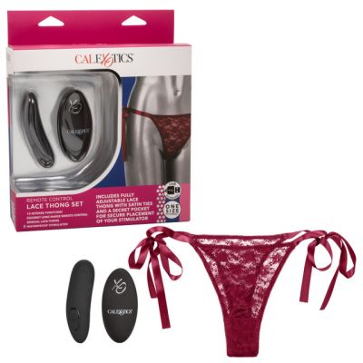 Remote Control Rechargeable Lace Thong Set