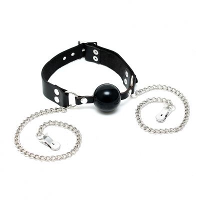 Ball Gag With Chain And Nipple Clamps