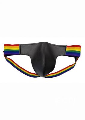 Rouge Leather Jock with Pride Stripes