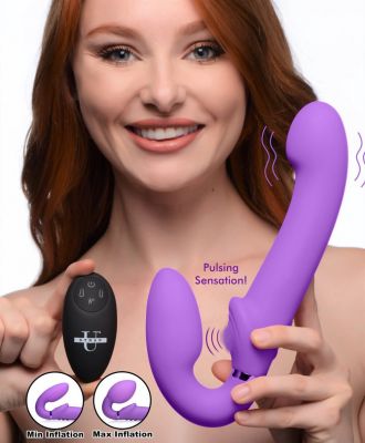 Strap U Ergo-Fit G-Pulse Silicone Rechargeable 10X Dual Dildo Strapless Strap-On with Remote Control
