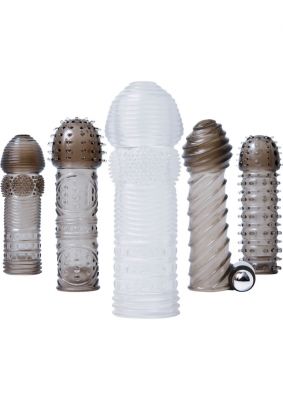 Adam & Eve Vibrating Textured Penis Sleeve and Bullet (6 piece kit)