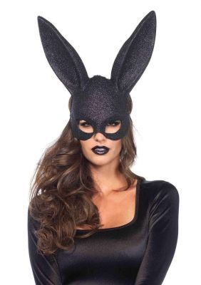 Black Glittering Bunny Mask