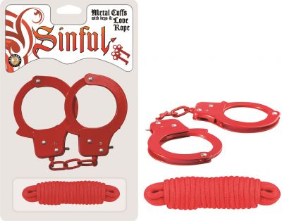 Sinful Metal Cuffs With Keys And Love Rope