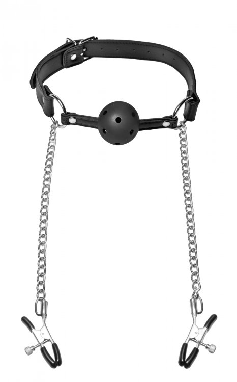 Breathable+Ball+Gag+with+Nipple+Clamps