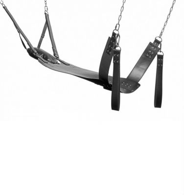 Leather Bondage Swing with Stirrups and Pillow