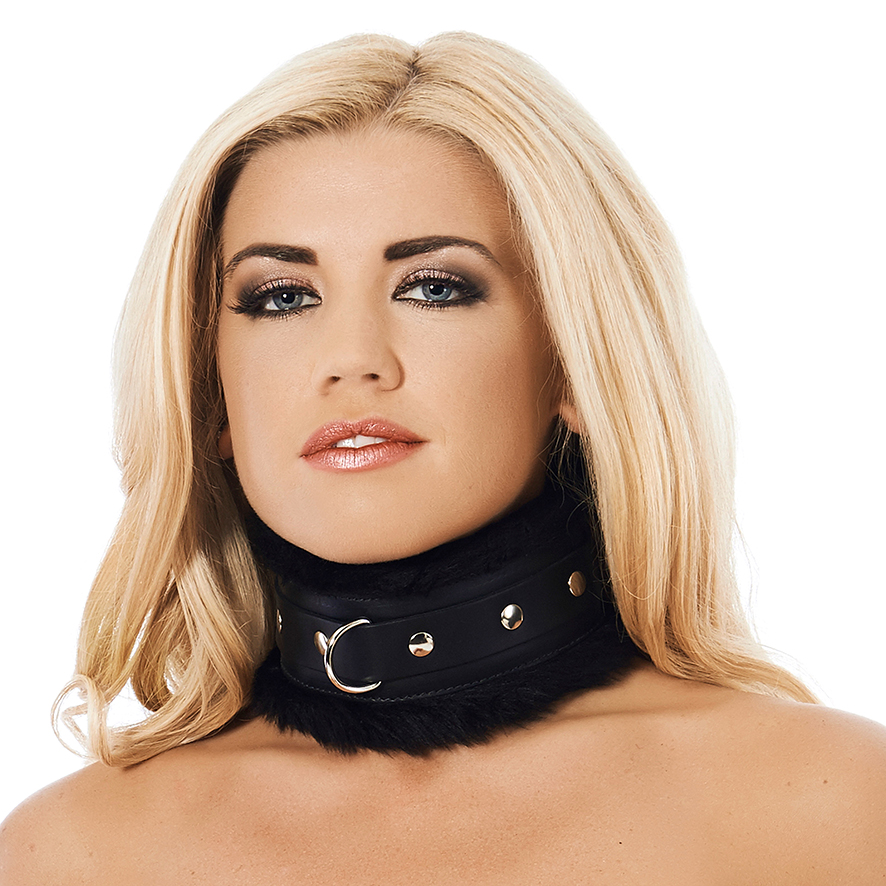 Padded+Leather+Collar+with+Fur+and+D+Ring