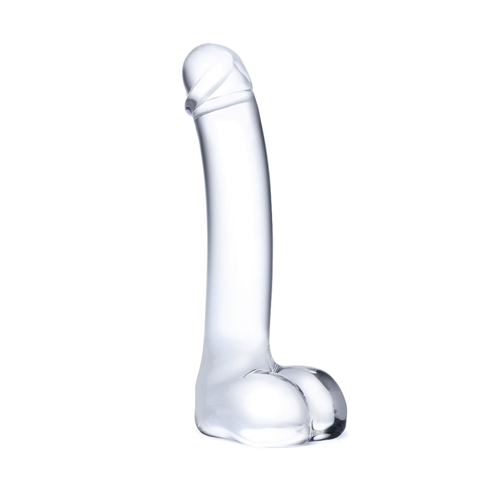 Glas+Realistic+Curved+Glass+G+Spot+Dildo+7+Inches+Clear