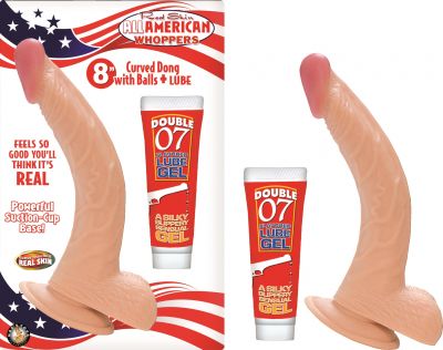 All American Whopper Curve Dong With Balls 8 Inch