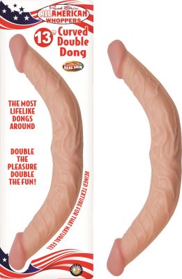 All American Whopper Curved Double Dong Waterproof 13 Inch