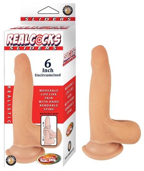 Realcocks+Sliders+Uncircumsized+6+inch+Harness+Compatible+Suction+Cup+Non+Vibrating