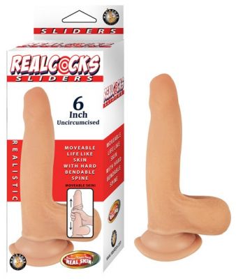 Realcocks Sliders Uncircumsized 6 inch Harness Compatible Suction Cup Non Vibrating