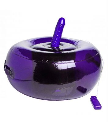 Sit-and-Ride Inflatable Seat with Vibrating Dildo - Purple