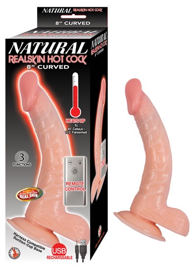 Natural+Realskin+Hotcock+Curved+8+inch+Suction+Cup