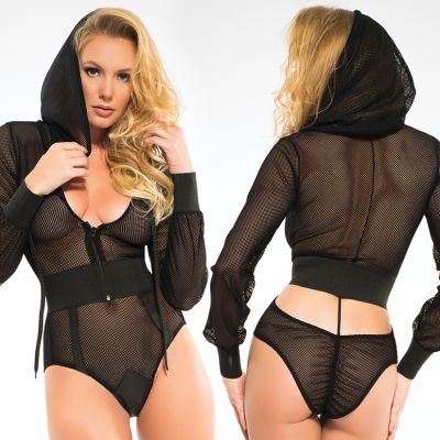 Sweet and Delicious Hooded Fishnet Bodysuit