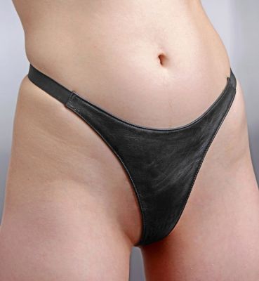 Spiked Leather Thong Panties