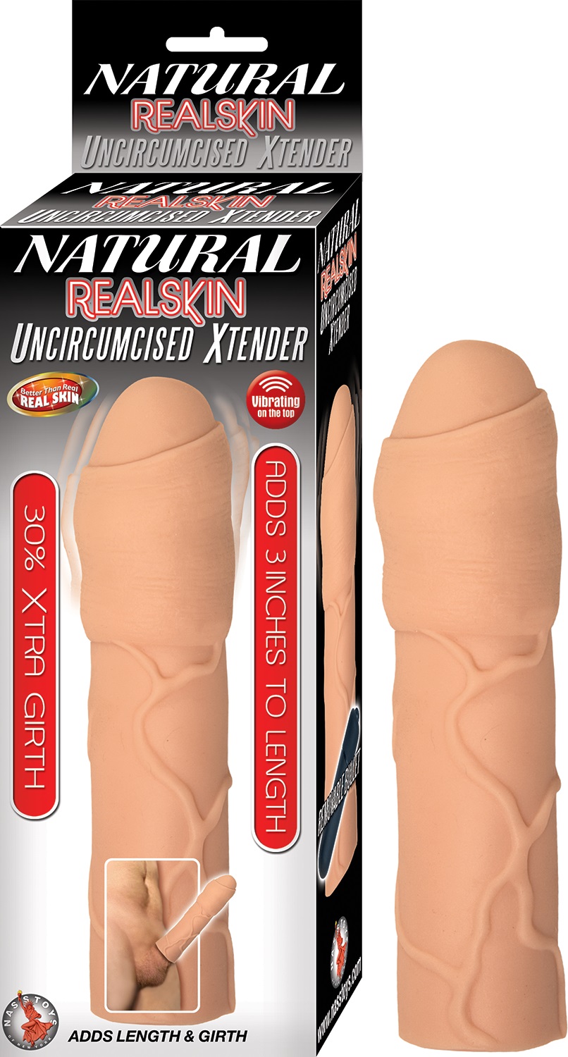 Natural+Realskin+Uncircumcised+Xtender+Vibrating+Sleeve+6.37+Inch