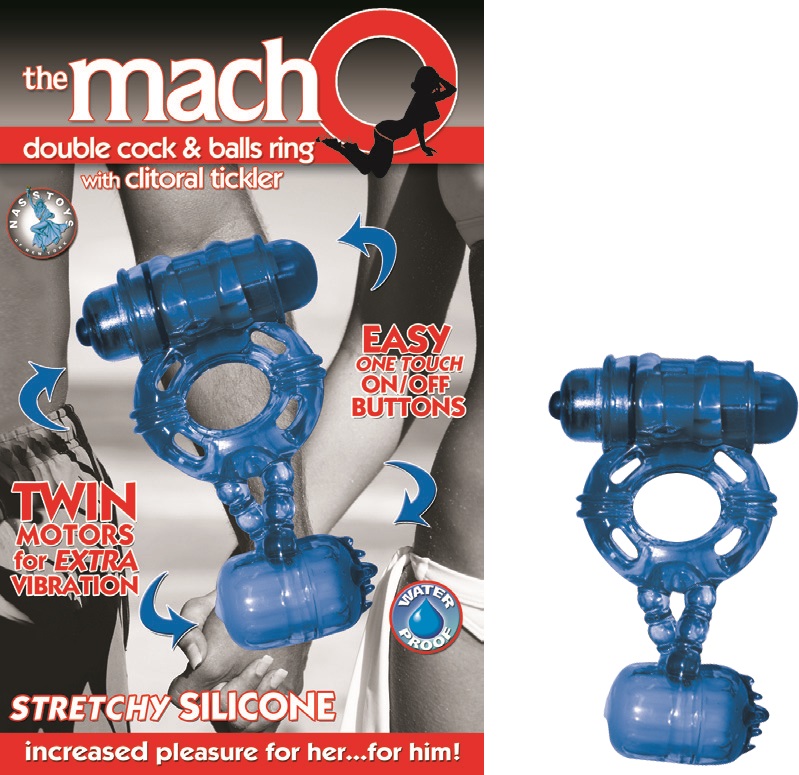 The+Macho+Double+Cock+And+Balls+Ring+With+Clitoral+Tickler+Silicone+Waterproof