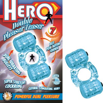 Hero Double Pleaser Teaser Vibrating Waterproof Cock Ring