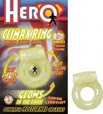 Hero Climax Vibrating Luminous Cock Ring Glow In The Dark