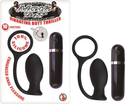 Mach Tuff Vibrating Butt Thriller Wireless Remote Silicone Anal Plug With Cockring 3.3 Inch