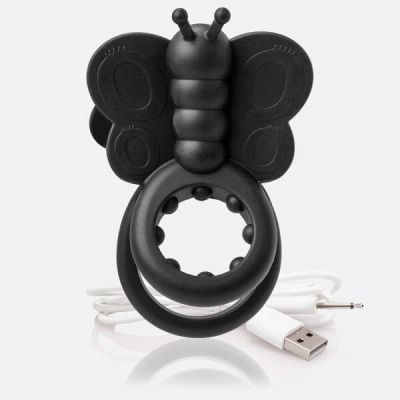Charged Monarch USB Rechargeable Butterfly Vibe Silicone Cock Ring Waterproof