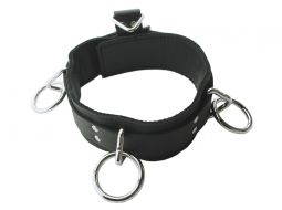 Spartacus Leather Locking 3-Ring Collar
