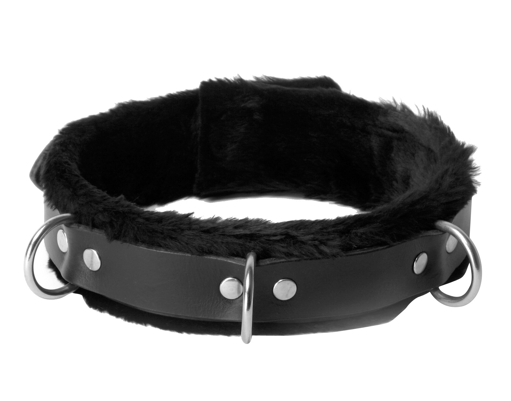 Strict+Leather+Narrow+Fur+Lined+Locking+Collar