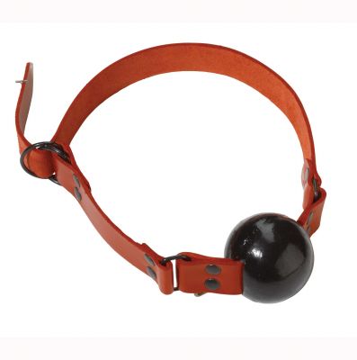 Silence Red Leather ball gag with Black Ball
